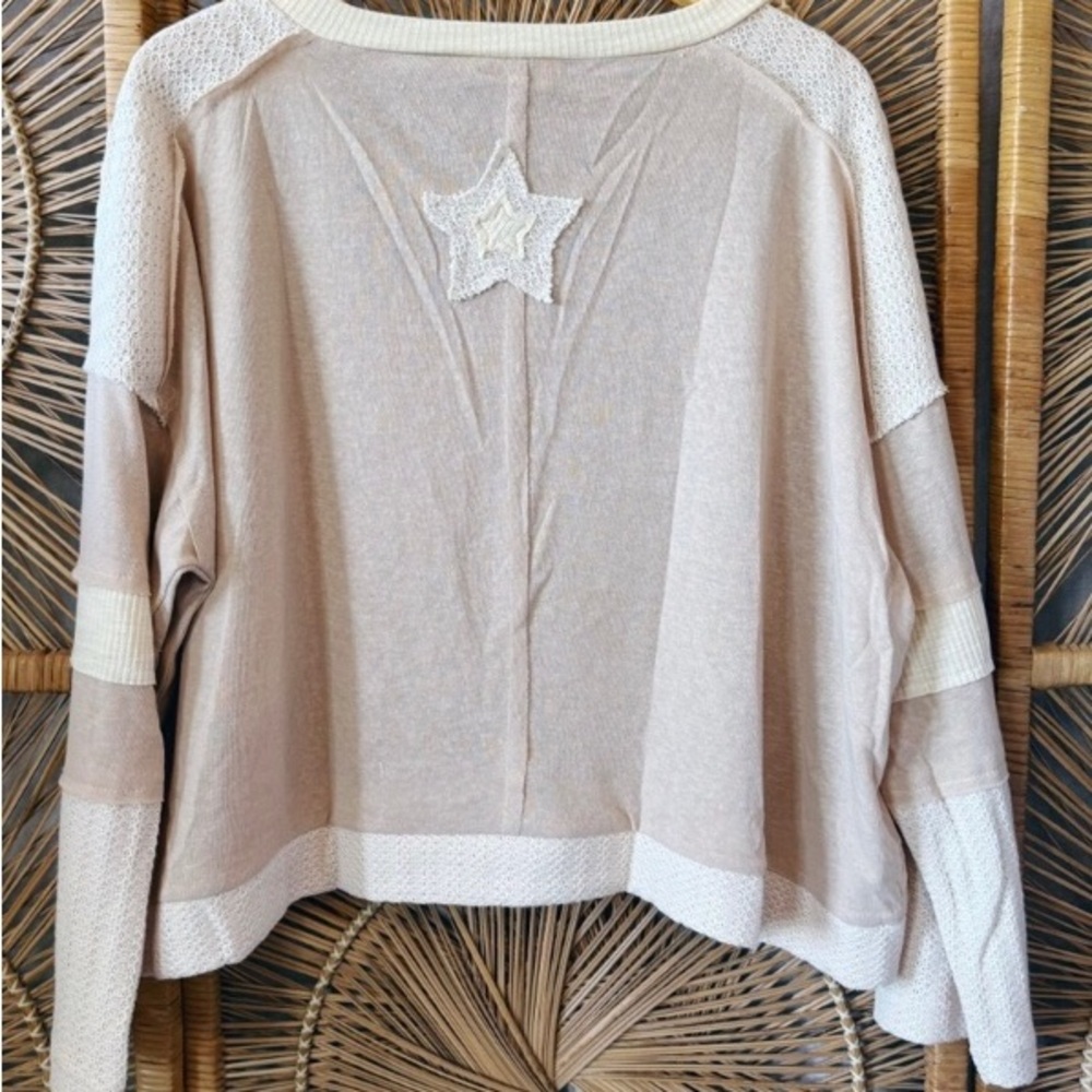 Cream Star Patterned light weight sweatshirt - Picture 3 of 3